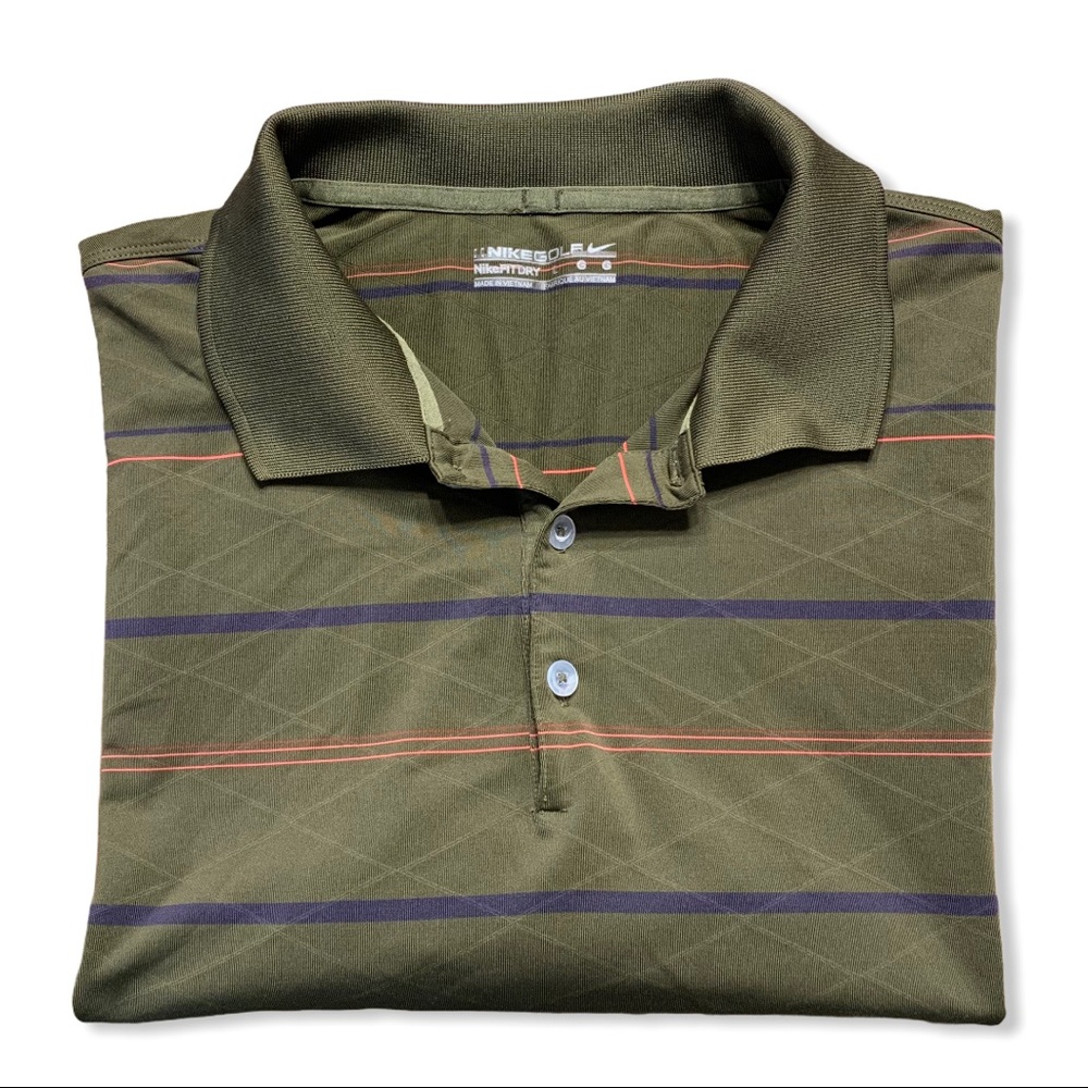 Nike Golf FITDRY Olive Green Patterned Polo